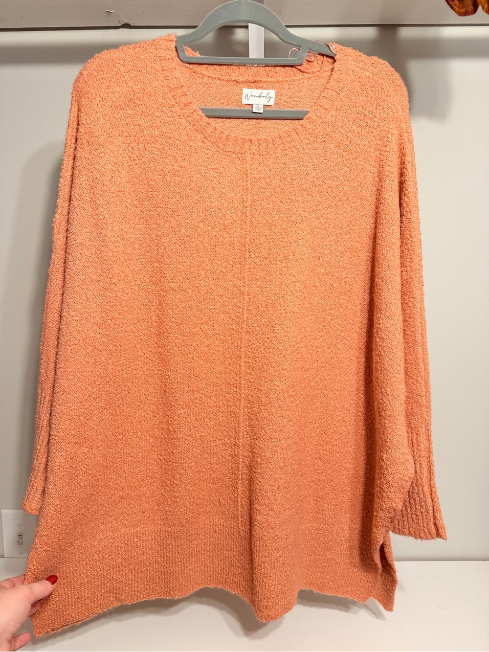 Wonderly Peach Bouclé Crewneck Sweater